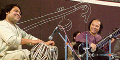 Sitar player Nishat Khan performs at the 132nd Harballabh Sangeet Sammelan in Jalandhar on Friday night.