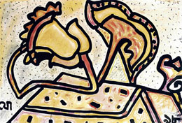 The Flower (Ink and Watercolour on Paper) by Jogen Chowdhury, a highly self-absorbed painter who seeks out nature to bring rhythm to his art