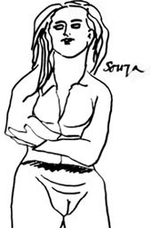 A Standing Girl (Pen and Ink on Paper) by FN Souza, a founder member of the Progressive Artists Group. Theres a savage intensity in most of his works where man is presented in a harsh light
