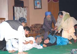 A scene from the play Chandan de Ohle that was staged in Abohar.