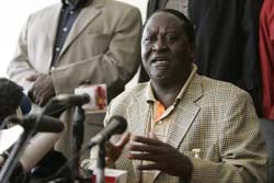 Kenyan opposition leader Raila Odinga addresses the media in Nairobi on Sunday. 