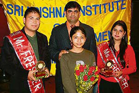 Students of Sri Krishna Institute of IT and Management during a freshers party in Mohali on Saturday.
