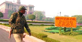 The CPWD New Year greetingsn at Vijay Chowk in the Capital on Tuesday. 