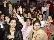 Ecstatic students during Welcome 2008 in Ludhiana.