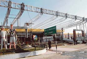The entrance to the Chandigarh railway station being given a facelift
