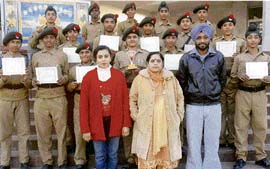 NCC cadets of Spring Dale Senior Secondary Public school along with Director Avinash Kaur Walia.