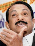 MDMK leader Vaiko addresses a press conference in Chennai on Wednesday.