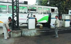 Renovation work in progress at the bus stand. 