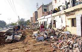 A demolition drive was carried out in EWS houses in Sector 30 in Chandigarh on Thursday after the MC had already laid a water supply line.