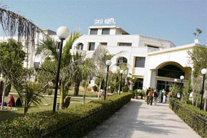 A view of Dr S.S. Yadav Ram Bhagwan Charitable Institute of Cancer Management and Research, Mirpur, Rewari district.