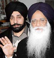 SAD (Canada) president Kehar Singh Gill (right) and general gecretary Inderpal Singh Athwal during their visit to Chandigarh for participation in the NRI sammelan.