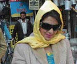 Aroosa Alam at the Bhaandianwala Bazar of Patiala on Friday.