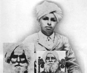 In the backdrop: Bhagat Singh as a boy. From left: Arjan Singh (grandfather) and Kishan Singh (father)