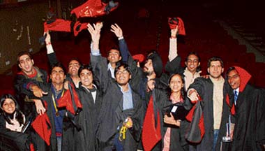 NIT students in a jubilant mood after getting their degrees at the convocation held in Hamirpur on Saturday.