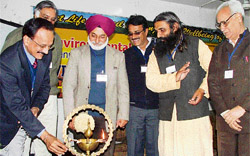 Dr Devinder Sharma, food and agriculture analyst, inaugurates a two-day convention on environmental health crises in Ludhiana