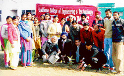 Faculty and students of Ludhiana College of Engineering and Technology (LCET) during a plantation drive in Ludhiana