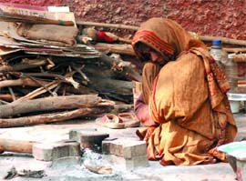 A woman braves cold on a Sunday morning in the Capital.
