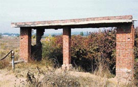 The bus stop of Hoshiarpur village in a state of neglect.