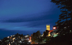 A view of Shimla captured from The Ridge on Monday evening.