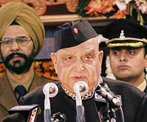 Jammu and Kashmir Governor Lt-Gen S.K. Sinha(retd) addressing the joint session of the Assembly in Jammu on Monday.