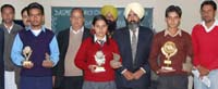 Winners of the inter-school competitions held at Dasmesh Girls College of Education in Badal village of Muktsar district on Tuesday. 