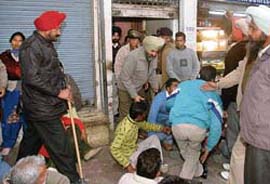 Unemployed youths from across Punjab stage a protest at Sector 17 office of Jagtar Singh Khatra, director public instruction (DPI) (secondary), Punjab, in Chandigarh on Tuesday. 