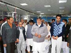 Virender Singh (centre), political adviser to the Chief Minister, inspects the work at the Deenbandhu Chhotu Ram Thermal Power Plant in Yamunanagar on Wednesday. 