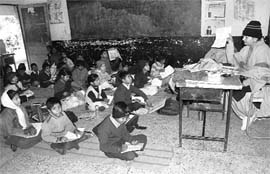 Students of Government Elementary School in Phase 3B1 brave the cold in Mohali.