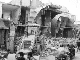 Demolition drive in progress in Pinjore on Thursday