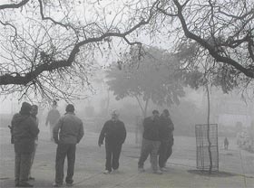 Fog engulfed the tricity taking morning walkers by surprise as the day temperature dipped to 17.4C, recording a fall of a 5.2C overnight. The minimum temperature fell by 3C.