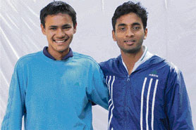 Vijayant and Vickram who are playing in the ongoing ITF Tennis Tournament at CLTA, Sector 10, Chandigarh.
