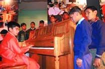 Abhay Goyle performs at JPM Senior Secondary School in the Capital on Saturday.