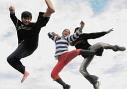 Karate players in action during the selection camp of district karate championship in Ambala