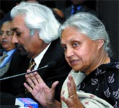 Chief Minister Sheila Dikshit and Knowledge Commission chairperson Sam Pitroda spoke to media in the Capital on Monday.