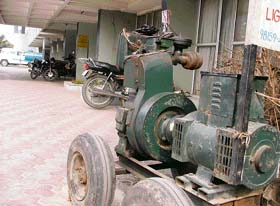 A power generator used by officials of the Ludhiana Football Association for the IPFL match between JCT and East Bengal in Ludhiana. 