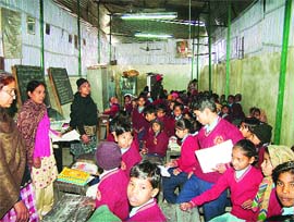 The ragpickers school is a brainchild of Sardara Singh, a retired government staffer.  A Tribune photograph 