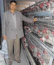 A worried poultry farmer at his farm in Una.