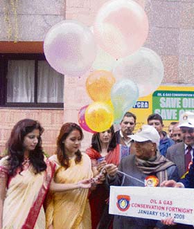 Health minister Mangat Ram Sharma inaugurating oil and conservation fortnight in Jammu on Tuesday. 