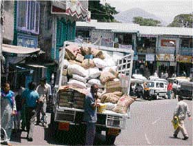 Wrong parking of heavy and light vehicles results in frequent traffic jams in Palampur. This truck is unloading goods in the heart of the town during the day despite a ban by the district authorities.