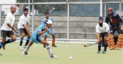 A match in progress on the second day of the North Zone Inter-Varsity Tournament at PAU