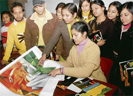 Art college students attend orientation workshop by UNFPA-Centre for Media Studies, which organised a national painting contest on the theme of the girl child.