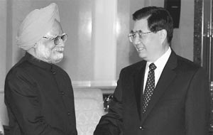 Prime Minister Manmohan Singh with Chinese President Hu Jintao