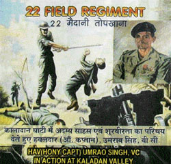 The depiction and picture of Capt Umrao Singh on an envelope released by the Army postal service.