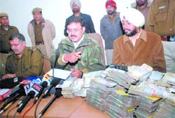 SSP Arpit Shukla addresses mediapersons in Jalandhar on Thursday.