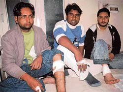 Gurcharan Singh, Saudagar Ali and Karajit Singh at the civil hospital in Dera Bassi on Friday.  A Tribune photograph