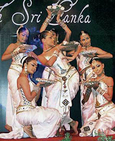 Artistes from Sri Lanka perform at a cultural show during the Partnership Summit in Gurgaon on Thursday night.
