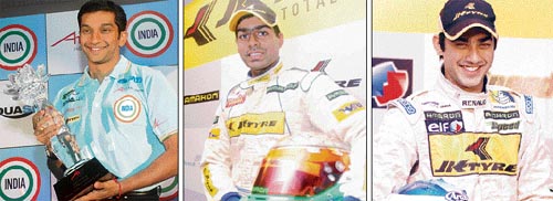 Sponsors are keenly backing racing daredevils Narain Karthikeyan (left), Karun Chandhok (centre) and Armaan Ebrahim, no matter how expensive are the deals.