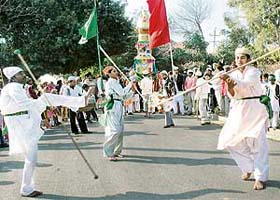 Devotees at a Tazia procession to mark Muharram in Sector 34, Chandigarh
