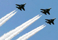 Indian Air Forces SU-30s participate in the Republic Day Parade rehearsal in New Delhi on Sunday.