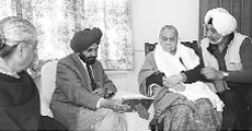 Patiala DC D.S. Grewal along with Gurcharan Kaur at her house on Monday.